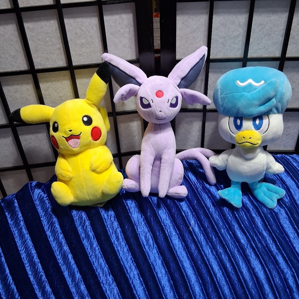 Pokemon Plush Set - Yellow, Lavender, Teal